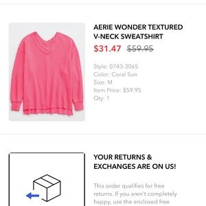 Aerie wonder textured v neck sweatshirt